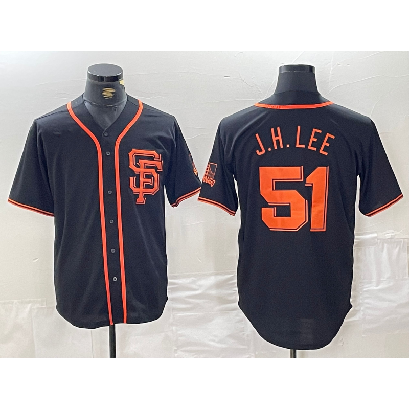 SF.Giants #51 Jung Hoo Lee Black With SF Stitched Cool Base Jersey