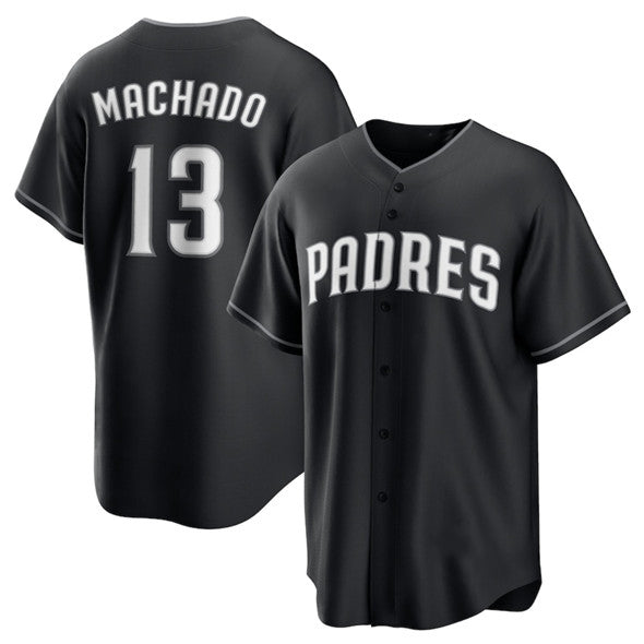 SD.Padres #13 Manny Machado Black Lights Out Limited Stitched Jersey