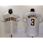 SD.Padres #3 Jackson Merrill White With PS Patch Stitched Flex Base 2 Jersey