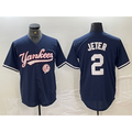 NY.Yankees #2 Derek Jeter Navy With Patch Cool Base Stitched  Jersey