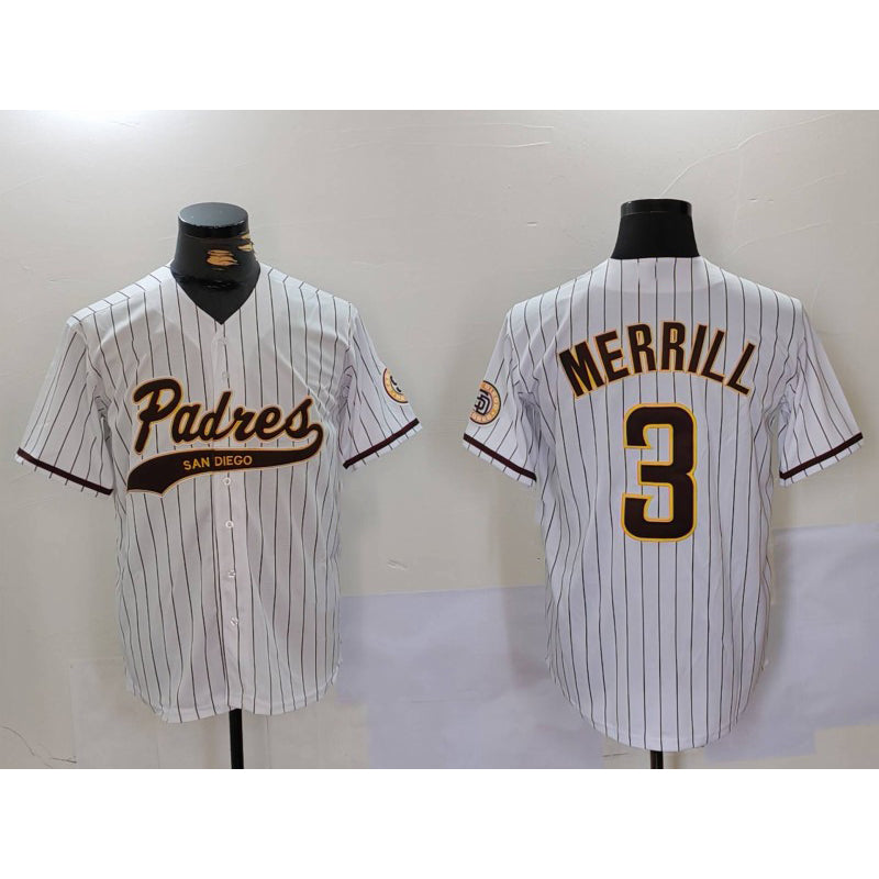 SD.Padres #3 Jackson Merrill White 2023 Cool Base 2 Stitched Jersey