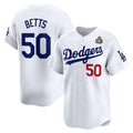 LA.Dodgers #50 Mookie Betts White 2024 World Series Home Limited Cool Base Stitched Jersey