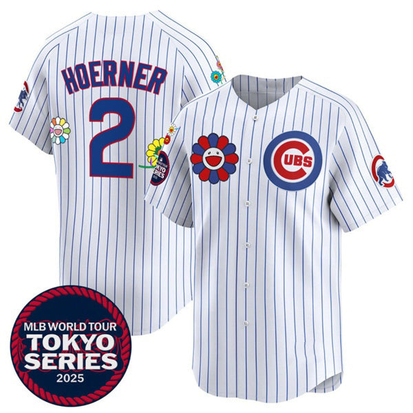C.Cubs #2 Nico Hoerner White 2025 Tokyo Series Limited Stitched Jersey