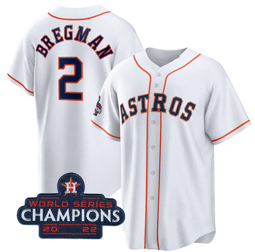 H.Astros #2 Alex Bregman White 2022 World Series Champions Home Stitched  Jersey
