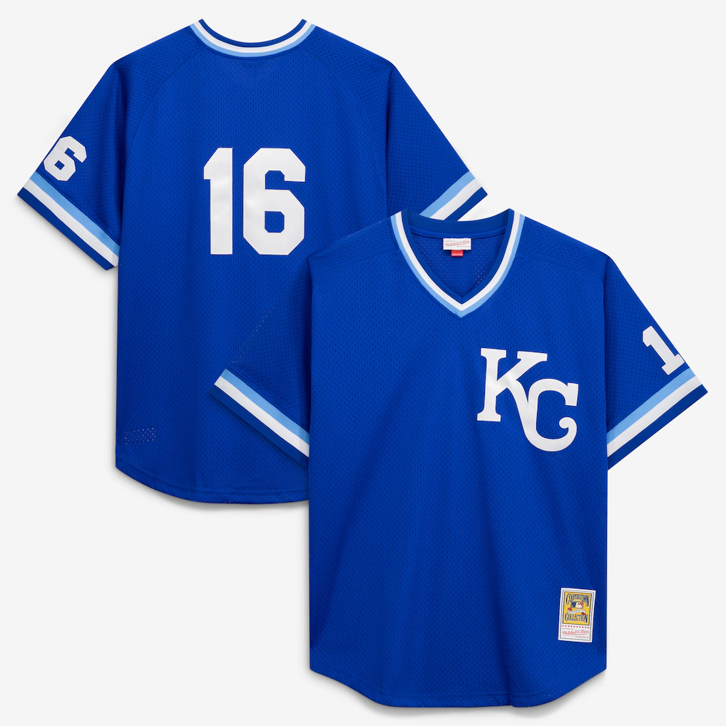 KC.Royals #16 Bo Jackson Mitchell & Ness Royal Cooperstown Collection Big & Tall Mesh Batting Practice Jersey