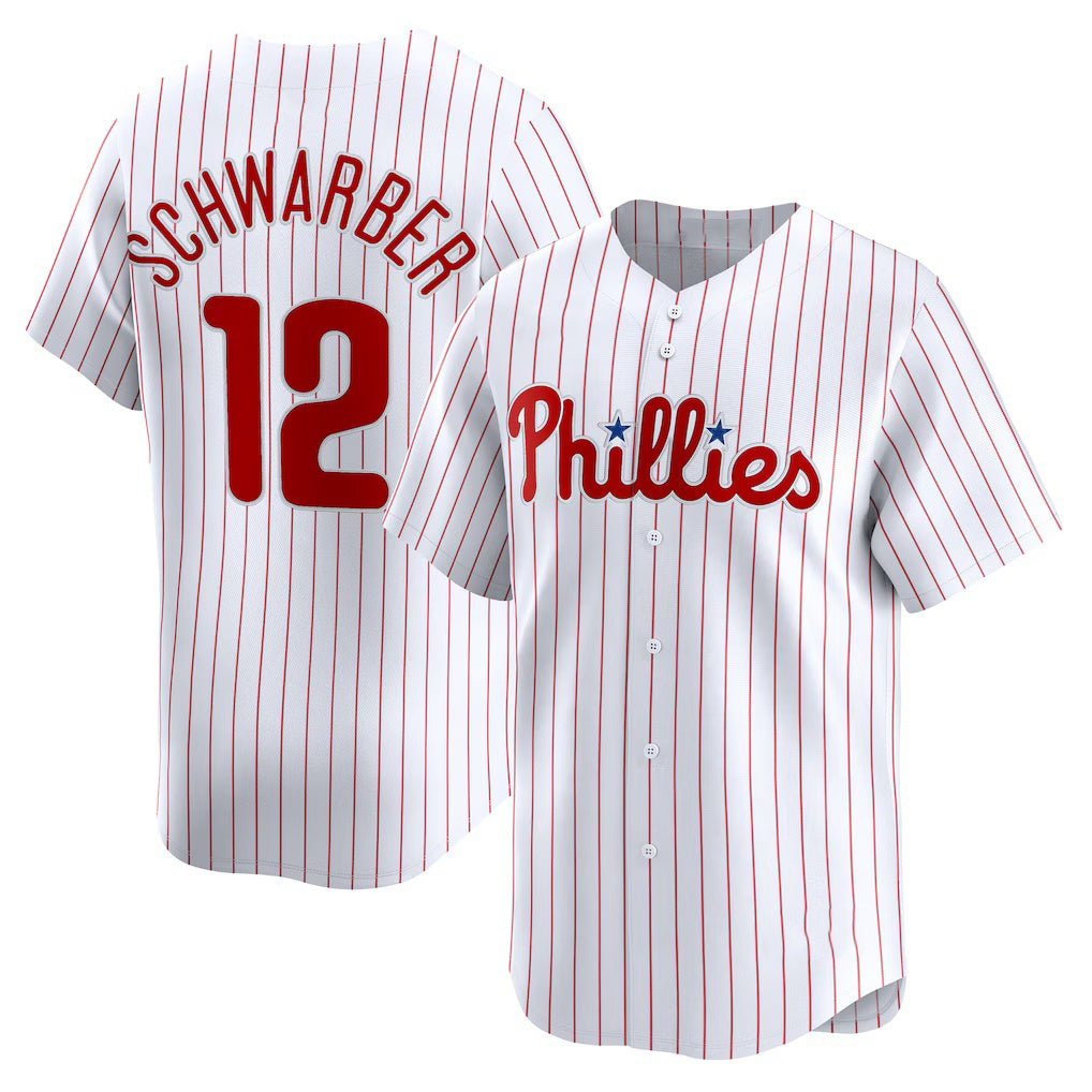 P.Phillies #12 Kyle Schwarber White Home Limited Player Jersey