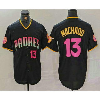 SD.Padres #13 Manny Machado Number Black 20th Anniversary Cool Base Stitched Jersey