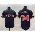 T.Rangers #34 Nolan Ryan Black Mexico Limited Stitched Jersey