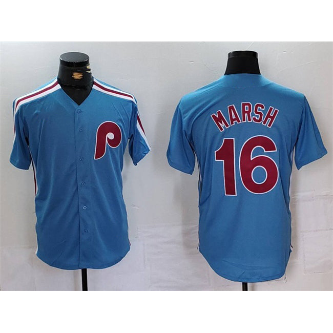 P.Phillies #16 Brandon Marsh Blue Cool Base Stitched Jersey