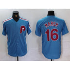 P.Phillies #16 Brandon Marsh Blue Cool Base Stitched Jersey