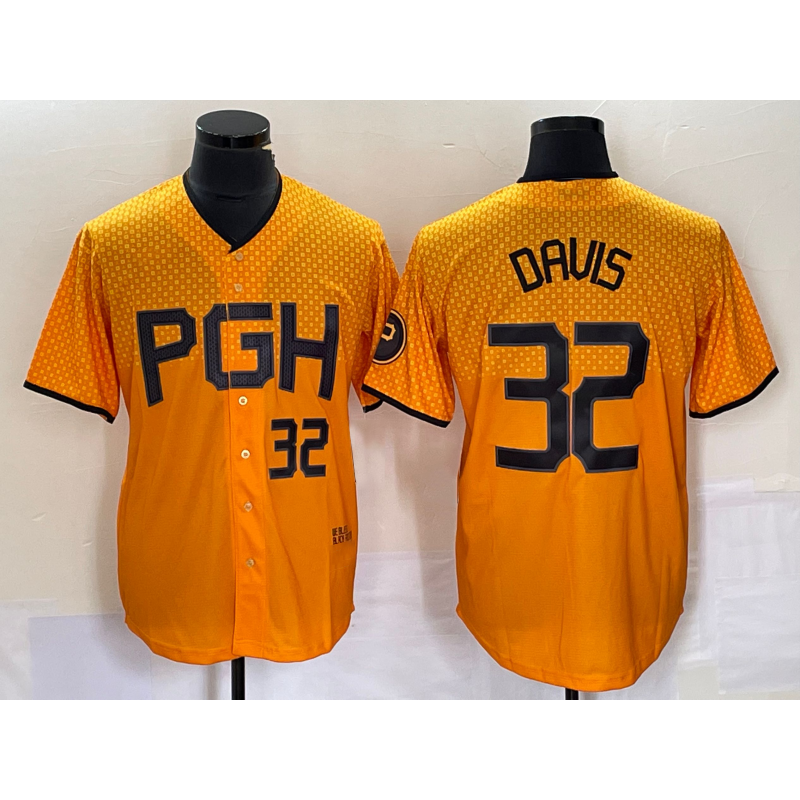 P.Pirates #32 Henry Davis Number Yellow 2023 City Connect Stitched Jersey