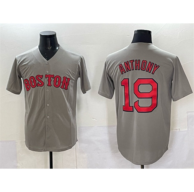 BR.Sox #19 Roman Anthony Gray Cool Base Stitched Jersey