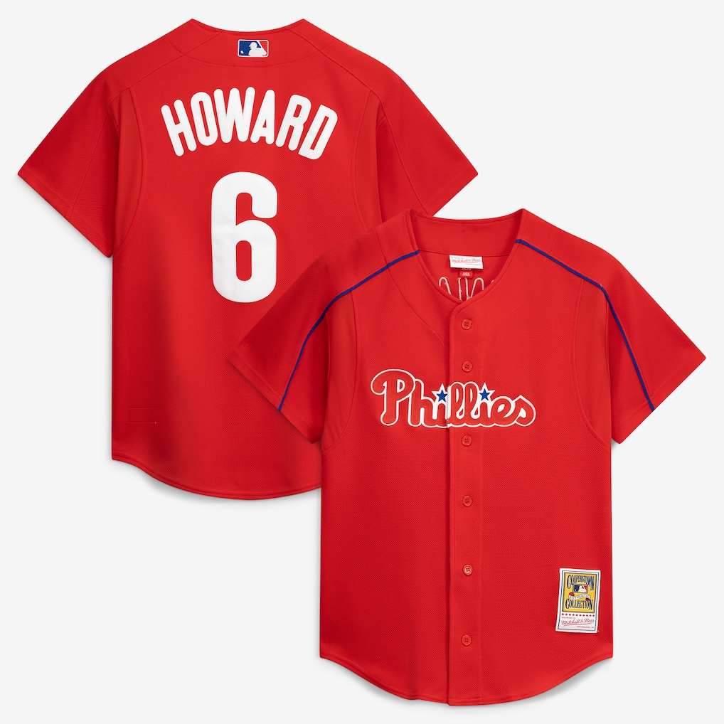 P.Phillies #6 Ryan Howard Mitchell & Ness Red Cooperstown Collection Batting Practice Jersey