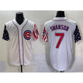 C.Cubs #7 Dansby Swanson White 2025 Independence Day Vapor Premier Limited Stitched Jersey