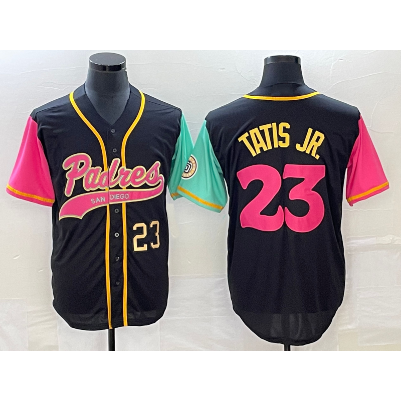 SD.Padres #23 Fernando Tatis Jr. Number Black NEW 2023 City Connect Cool Base Stitched Jersey