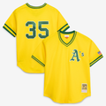 O.Athletics #35 Rickey Henderson Mitchell & Ness Yellow Authentic Batting Practice Jersey