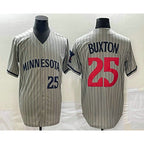 M.Twins #25 Byron Buxton Number 2023 Grey Home Team Cool Base 2 Stitched Jersey