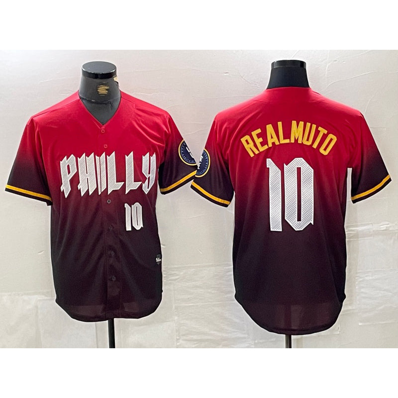 P.Phillies #10 J.T. Realmuto Red 2024 City Player Number Cool Base 2 Jersey
