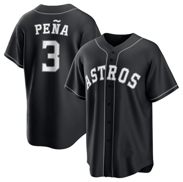 H.Astros #3 Jeremy Pena Black Lights Out Limited Stitched Jersey