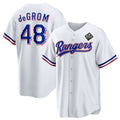 T.Rangers #48 Jacob deGrom White 2023 World Series Cool Base Stitched Jersey