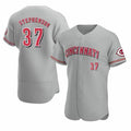 C.Reds #37 Tyler Stephenson Grey Stitched Flex Base Jersey