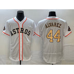 H.Astros #44 Yordan Alvarez 2023 White Gold World Serise CHmpions Patch Flex Base Stitched Jersey