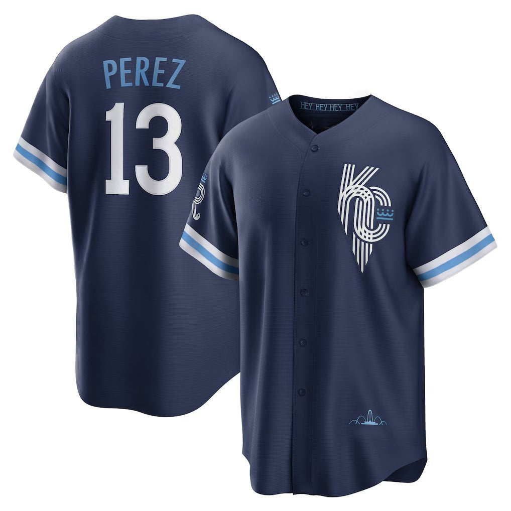 KC.Royals #13 Salvador Perez Navy City Connect Replica Player Jersey
