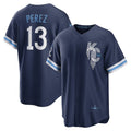 KC.Royals #13 Salvador Perez Navy City Connect Replica Player Jersey