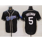 LA.Dodgers #5 Freddie Freeman Black Cool Base With Patch Stitched Jersey