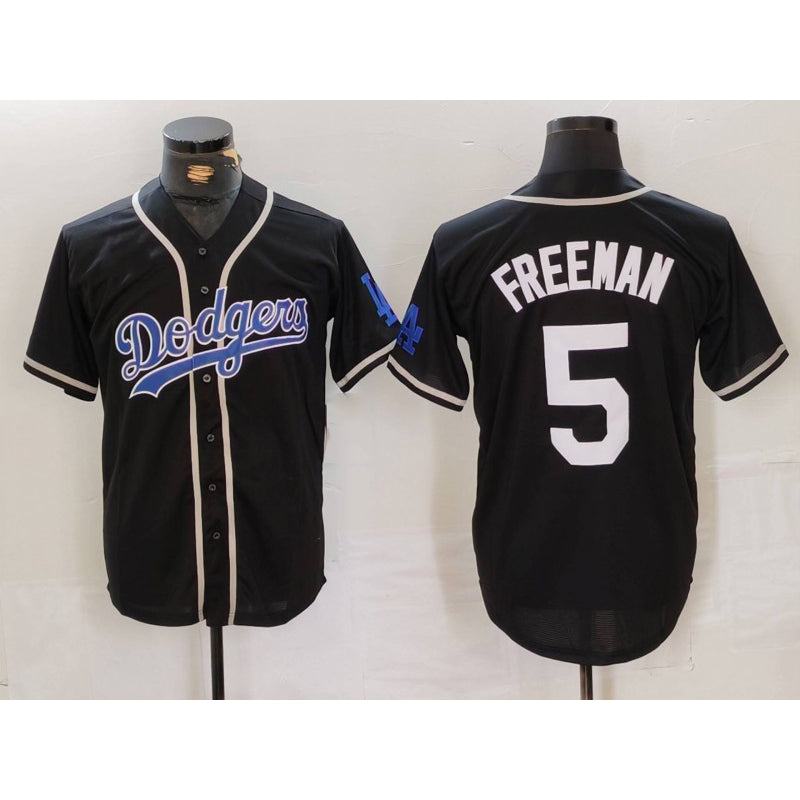 LA.Dodgers #5 Freddie Freeman Black Cool Base With Patch Stitched Jersey