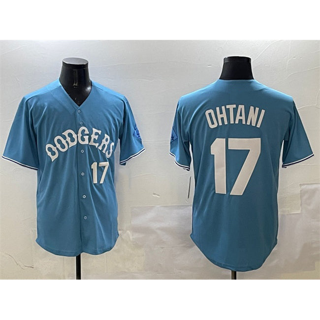 LA.Dodgers #17 Shohei Ohtani Light Blue Limited Stitched Jersey