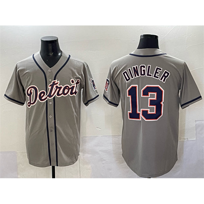 D.Tigers #13 Dillon Dingler Gray Cool Base Stitched Jersey