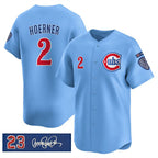 C.Cubs #2 Nico Hoerner Blue 'Ryne Sandberg Tribute' Vapor Limited V3 Stitched Jersey