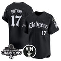 LA.Dodgers #17 Shohei Ohtani Black Mexico 2025 LA Gothic Style With Vin And 2024 World Series Champions Patch Vapor Premier Limited Stitched Jersey