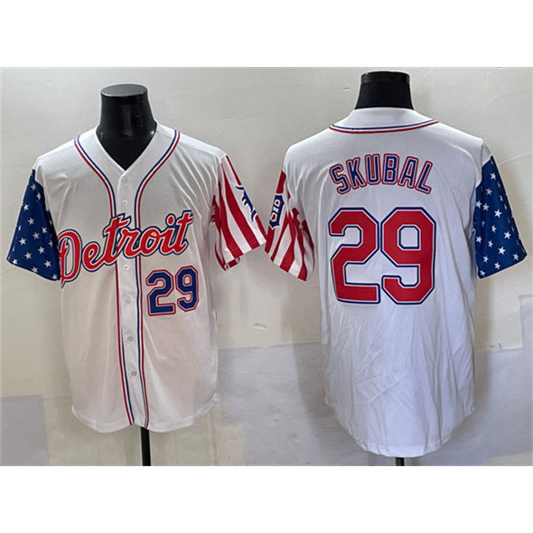 D.Tigers #29 Tarik Skubal White 2025 Memorial Day Vapor Premier Limited Stitched Jersey