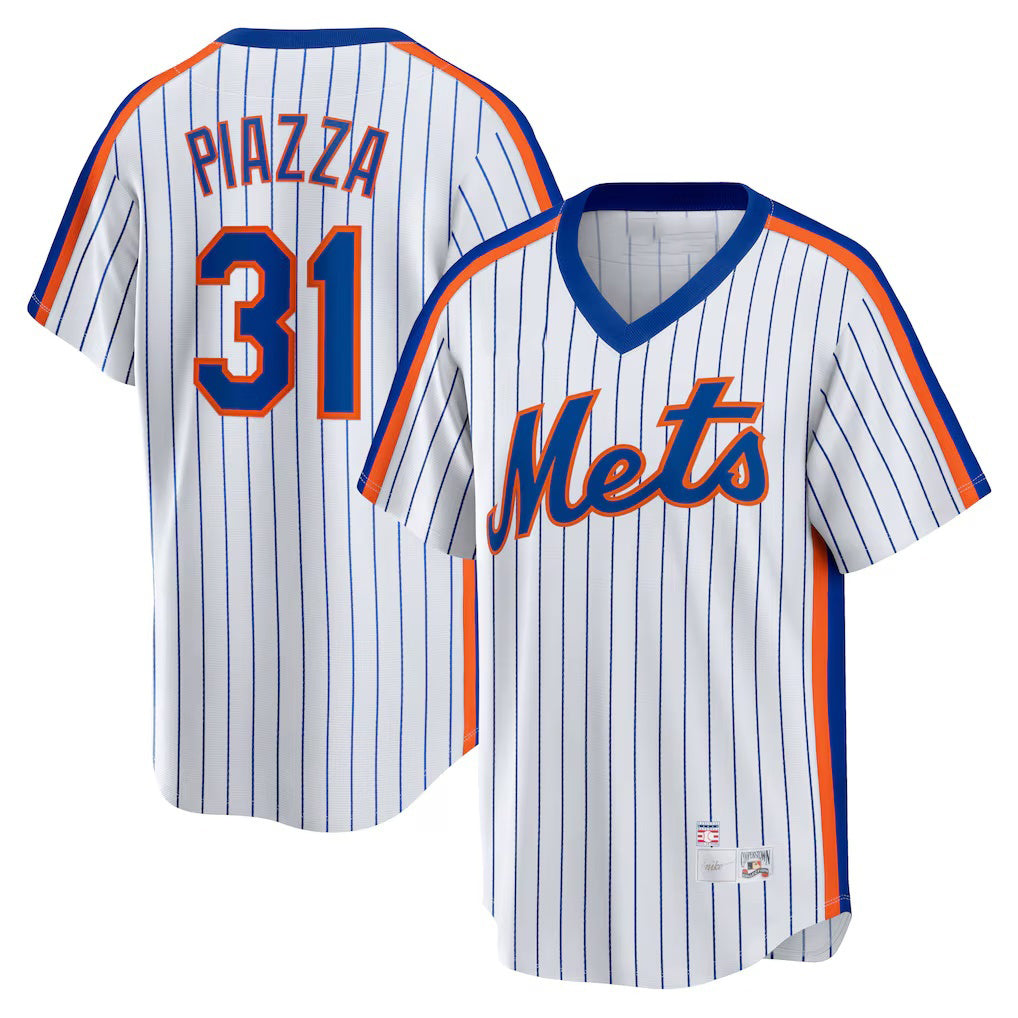 NY.Mets #31 Mike Piazza White Home Cooperstown Collection Player Jersey