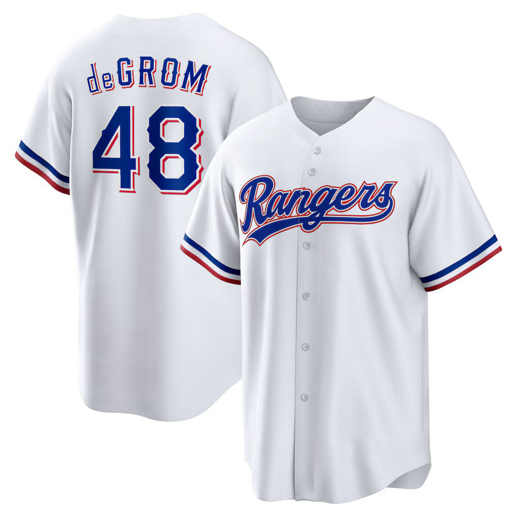 T.Rangers #48 Jacob deGrom White Home Replica Player Jersey