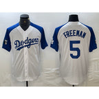 LA.Dodgers #5 Freddie Freeman White Blue Fashion Stitched Cool Base Limited Jersey