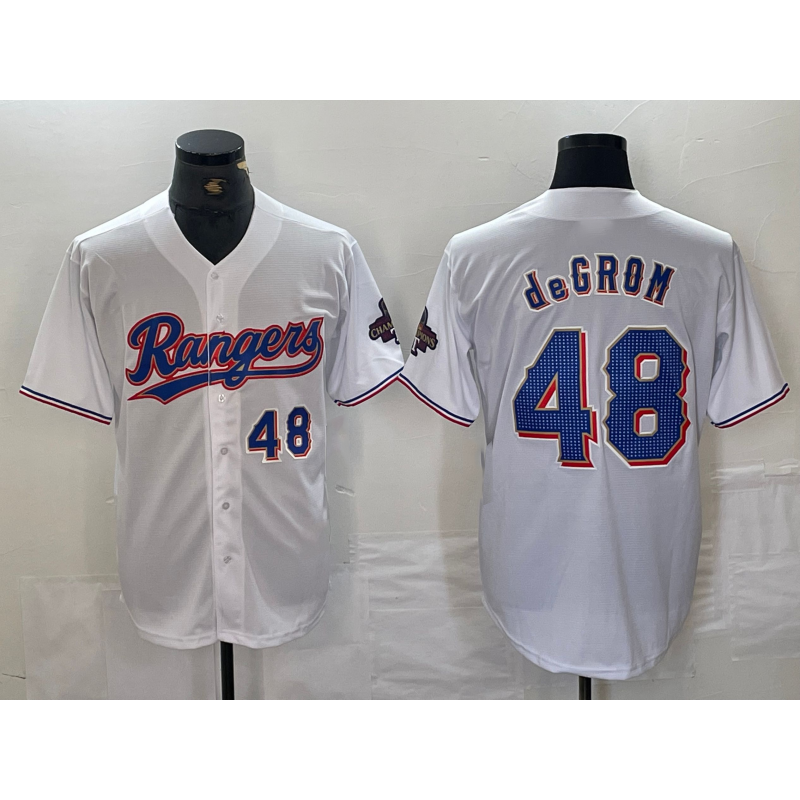 T.Rangers #48 Jacob deGrom Number White 2024 Gold Collection Limited Cool Base 2 Jersey