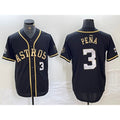H.Astros #3 Jeremy Pena Black Gold Player Number Cool Base Jersey