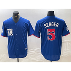 T.Rangers #5 Corey Seager Royal Blue 2023 City Connect Stitched  Jersey