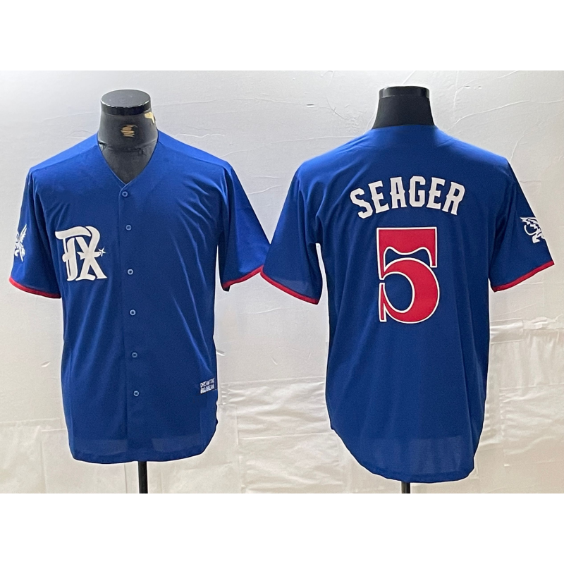 T.Rangers #5 Corey Seager Royal Blue 2023 City Connect Stitched  Jersey