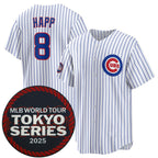 C.Cubs #8 Ian Happ White 2025 World Tour Tokyo Series Home Stitched Jersey