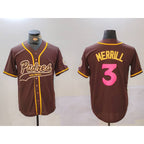 SD.Padres #3 Jackson Merrill Brown Cool Base Stitched Jersey