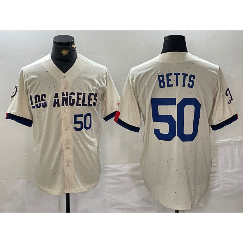 LA.Dodgers #50 Mookie Betts Number Cream 2024 City Connect Limited Stitched Jersey