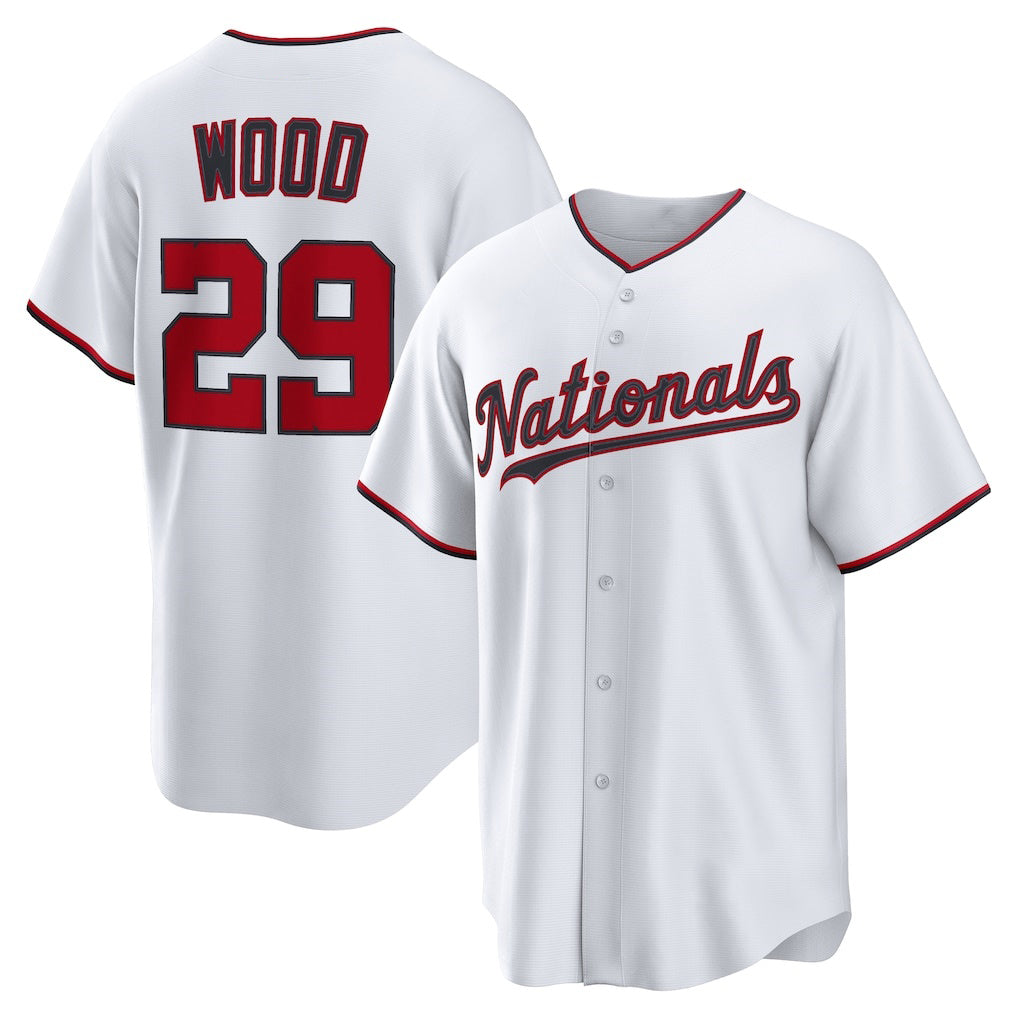 W.Nationals #29 James Wood White Home Replica Jersey