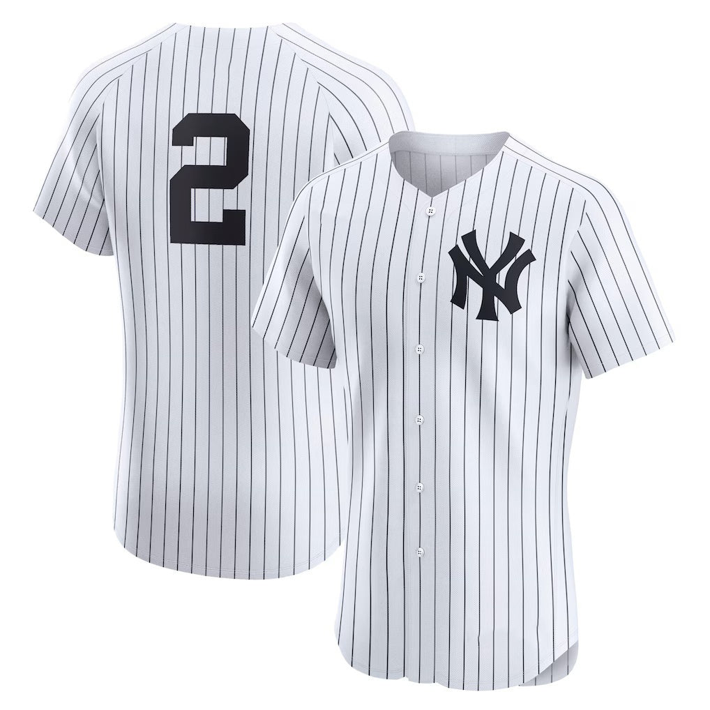 NY.Yankees #2 Derek Jeter White Home Elite Player Jersey
