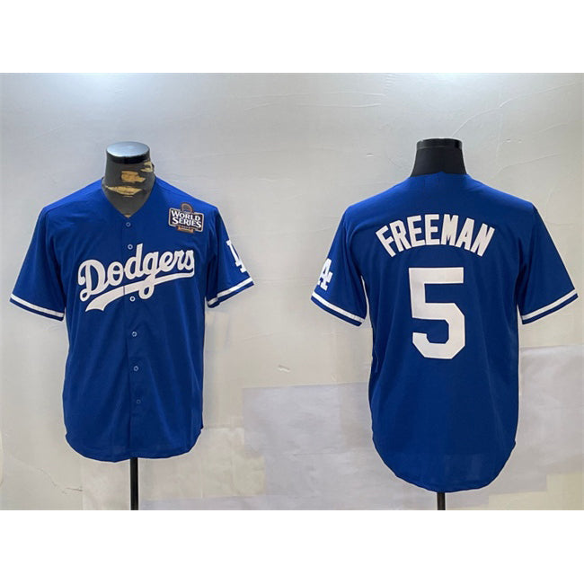 LA.Dodgers #5 Freddie Freeman Blue 2024 World Series Cool Base Stitched Jersey