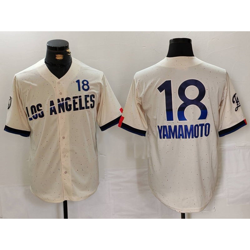 LA.Dodgers #18 Yoshinobu Yamamoto Cream 2024 City Connect Limited Jersey