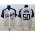 LA.Dodgers #50 Mookie Betts Number White Blue Fashion Stitched Cool Base 3 Limited Jersey